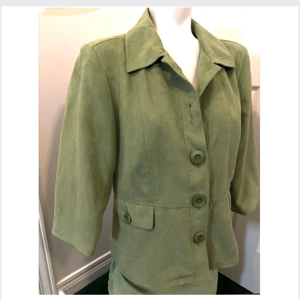 🇨🇦 Northern Reflections Olive Faux Suede Utility Jacket | Easy Layering - Picture 16 of 16